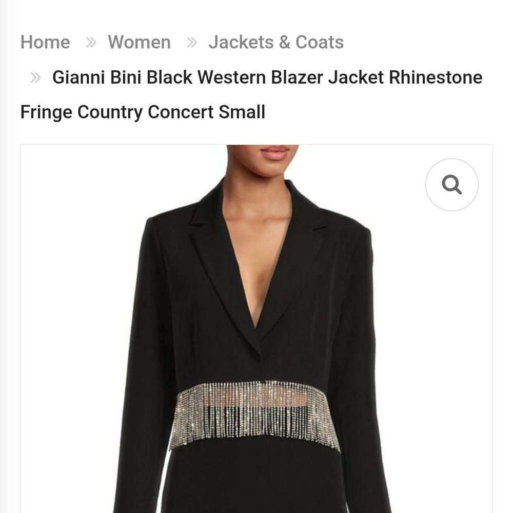 Gianni Bini Black Blazer with Rhinestone Fringe